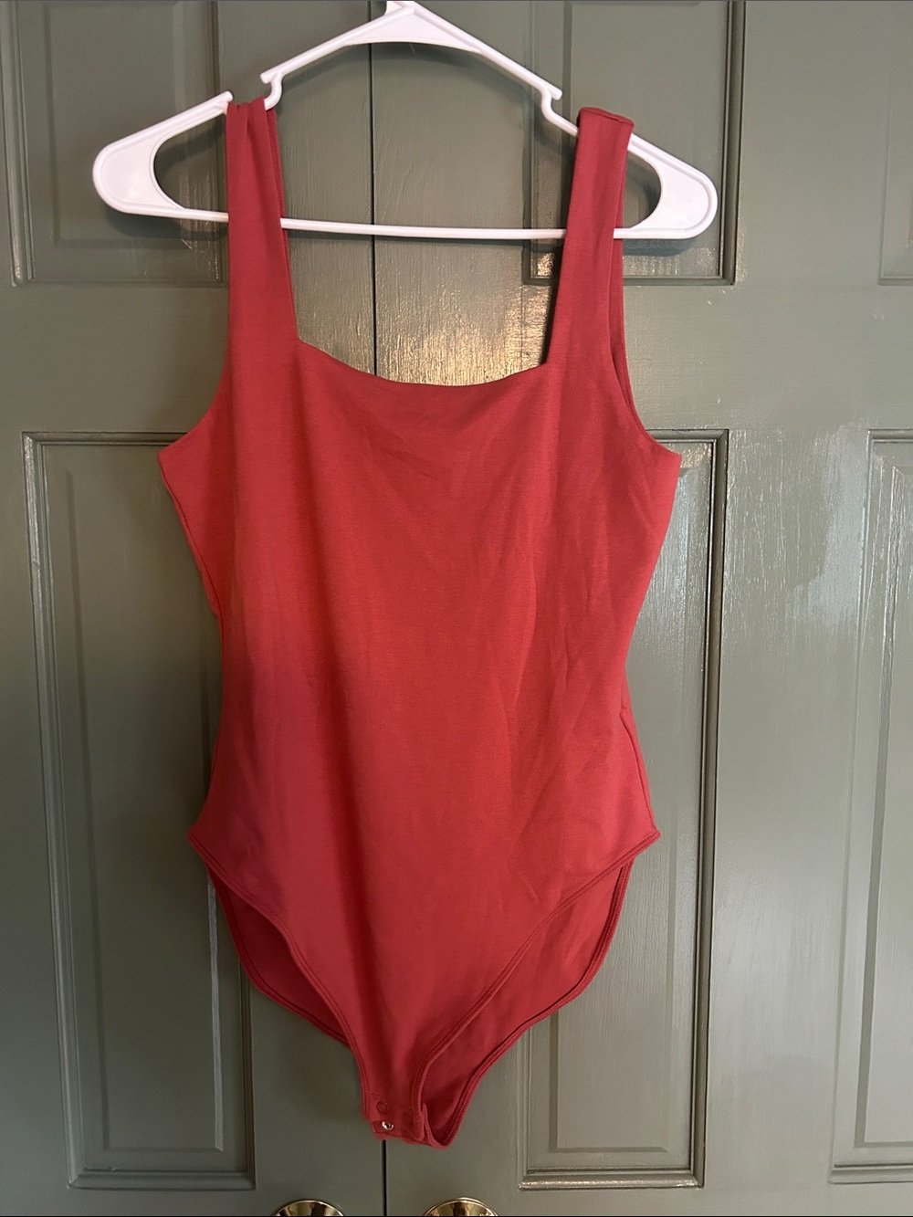 Old Navy Red Scoop Neck Ribbed Bodysuit